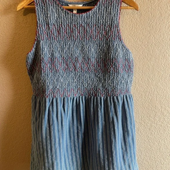 Matilda Jane Enchanted Garden Blue Roxie Striped Smocked Tank | Size Large - Picture 2 of 8
